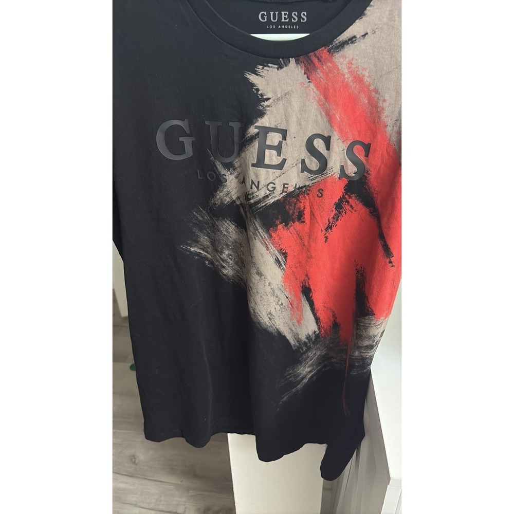 GUESS Los Angeles Graphic Logo T-Shirt Black Red XXL